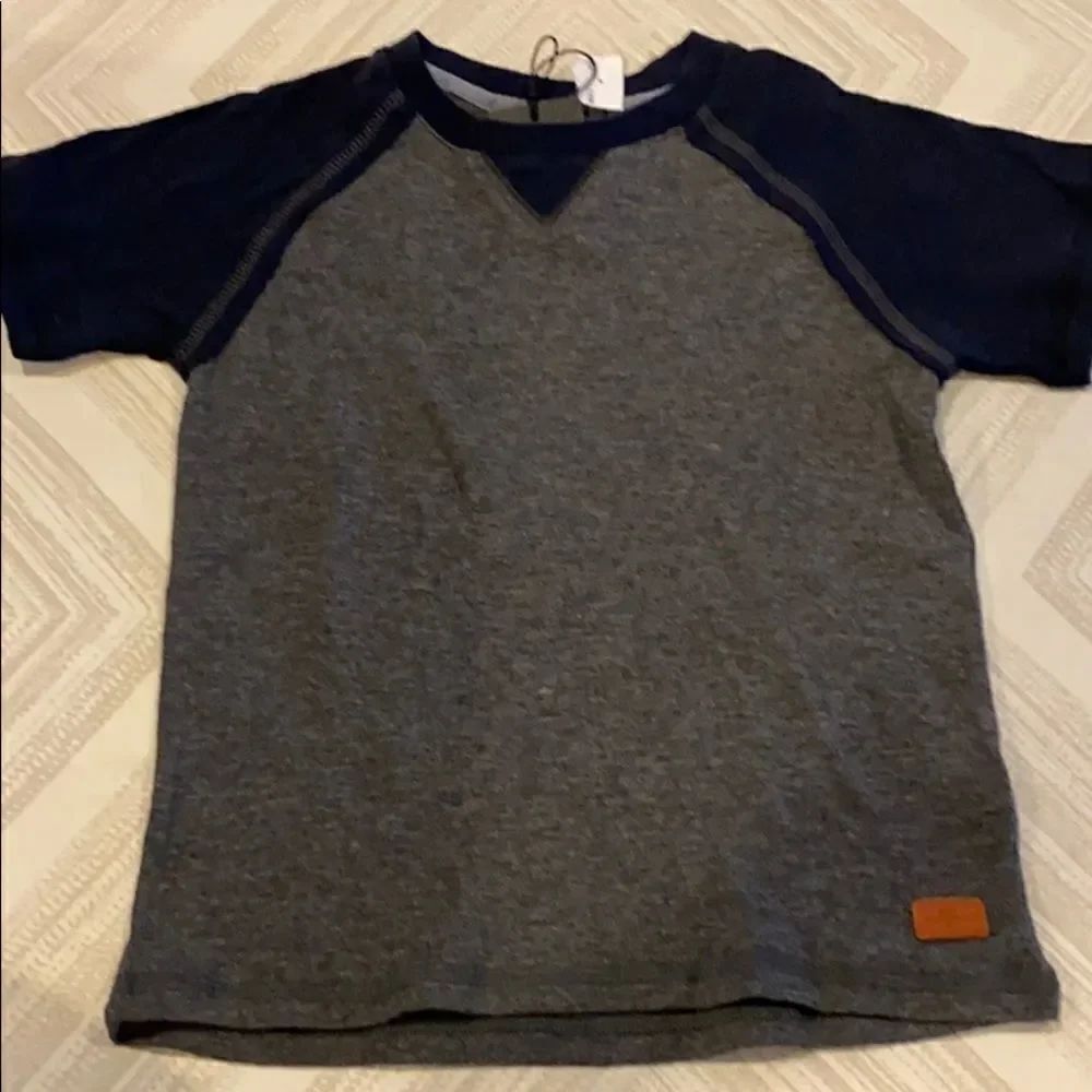 74AMK Grey & Navy Boys Raglan Short-sleeve T-Shirt